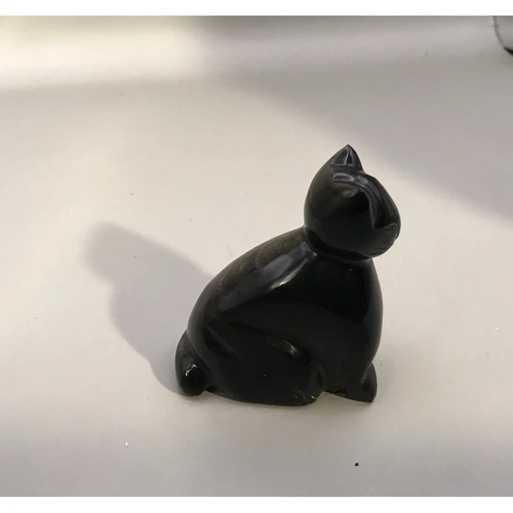 Black‎ Onyx/marble? Stone Kitty Cat